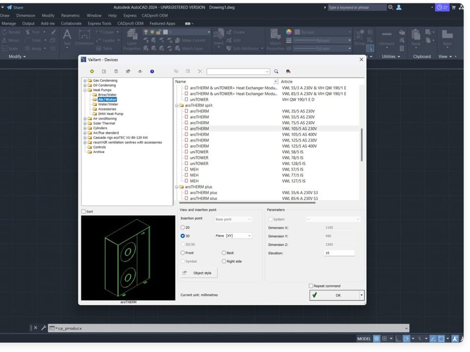 Bibliothèque CAD Vaillant
