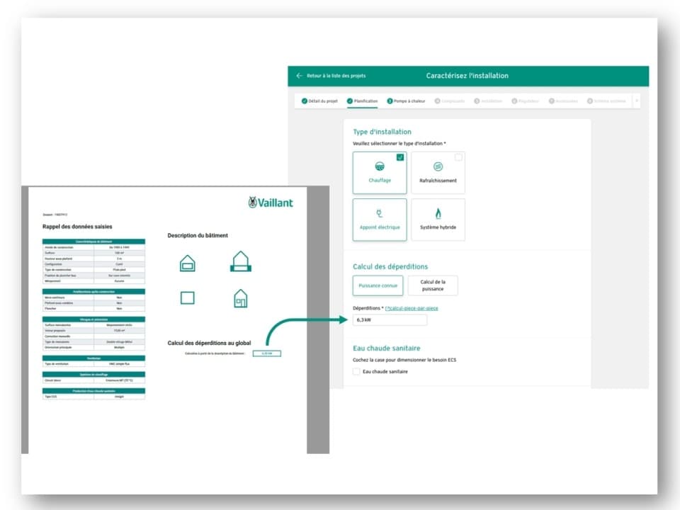 Reportez la valeur des déperditions
